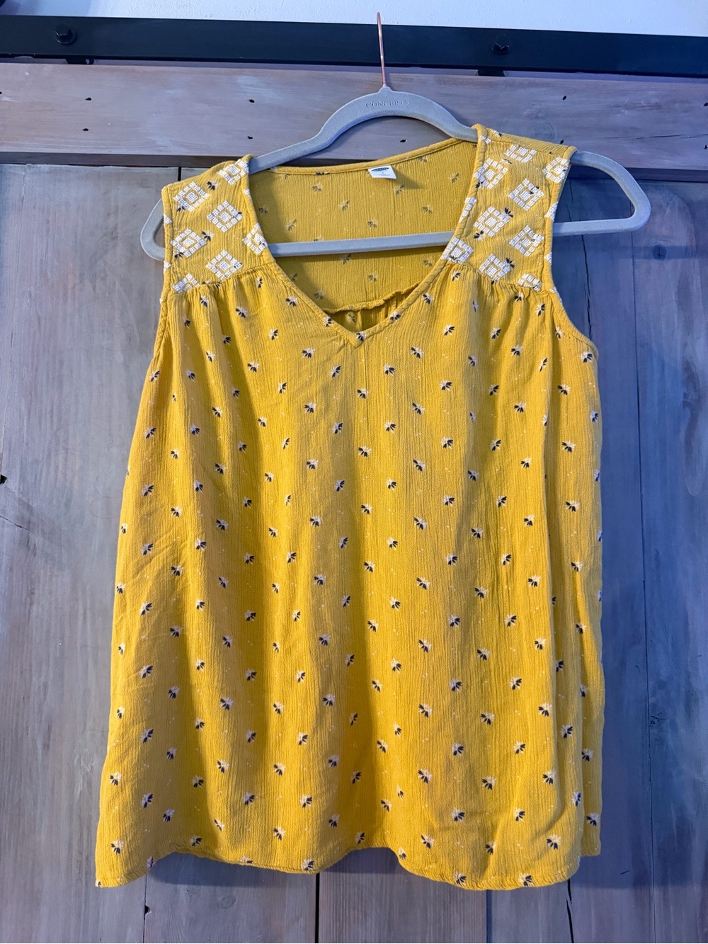 Old Navy Yellow Floral Sleeveless V-Neck Top